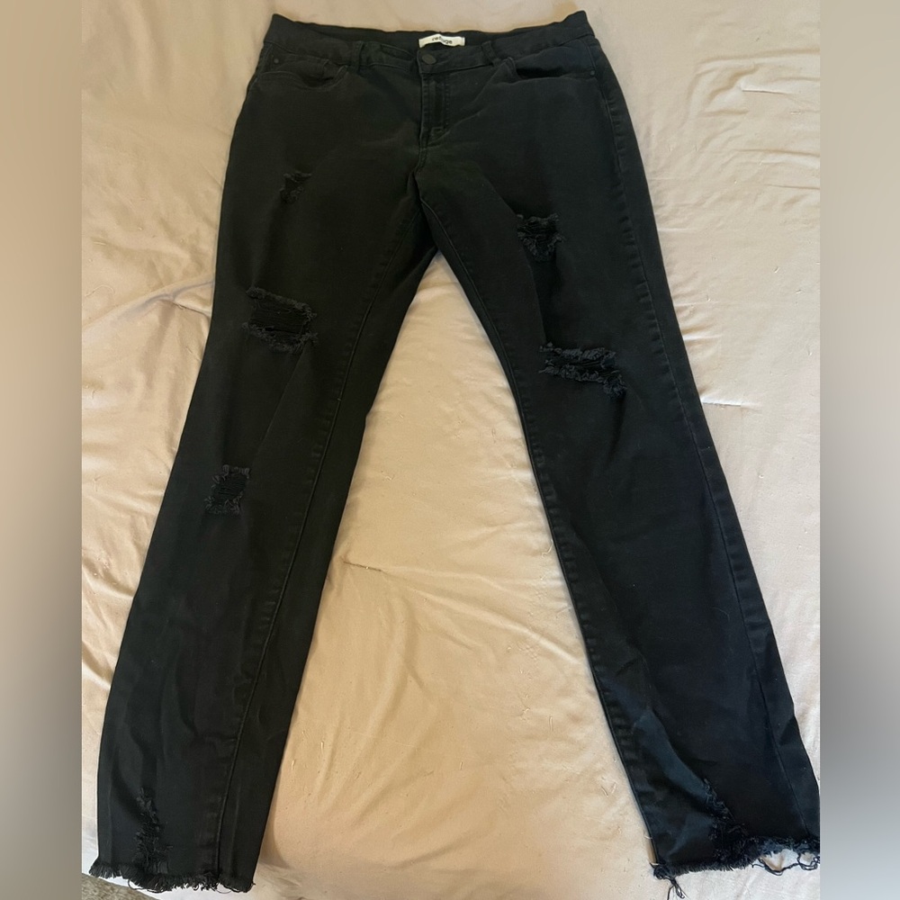 Refuge Black Skinny Ripped Jeans